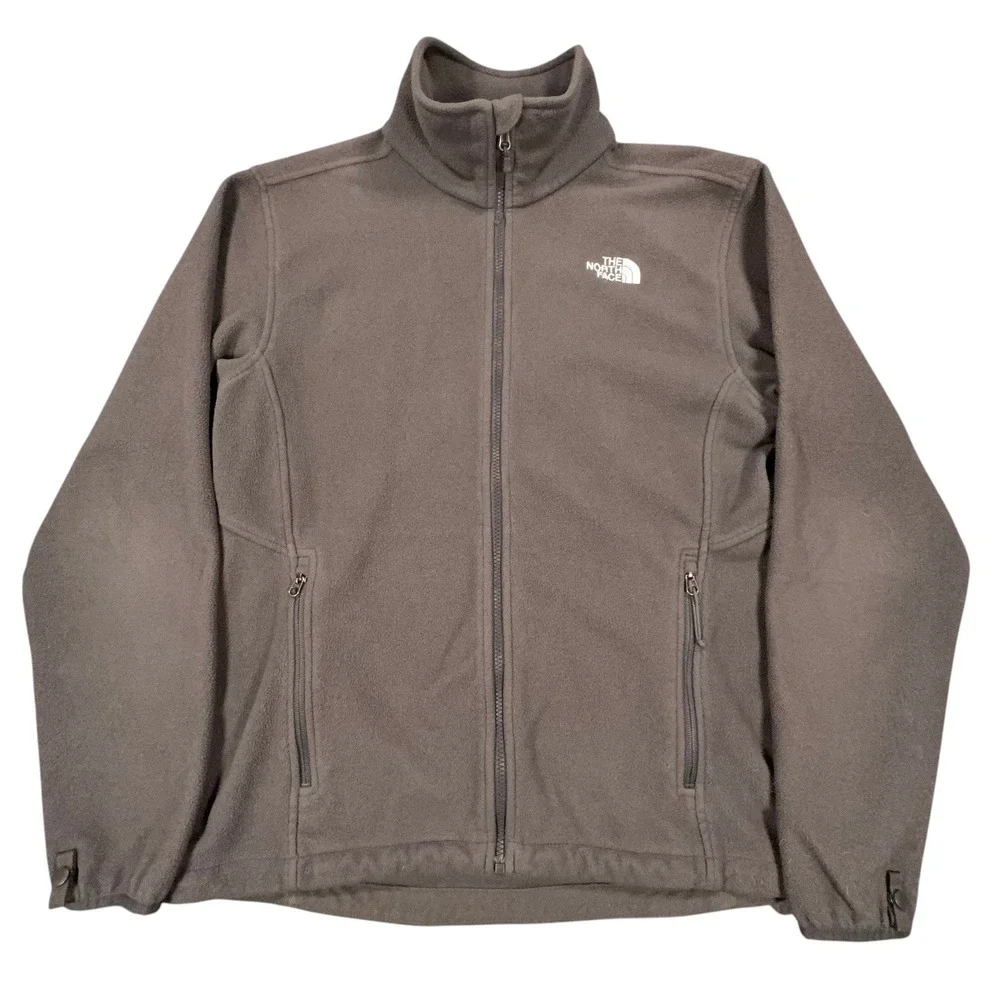 The North Face Fleece Jacket Mens L Gray Full Zip Pockets Stand Collar